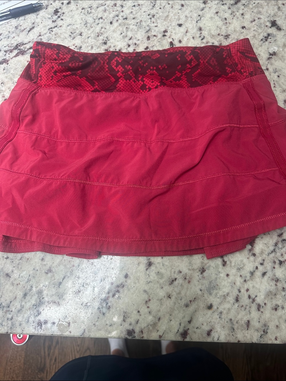 lululemon athletica Red Mini Skirt with Patterned Waistband